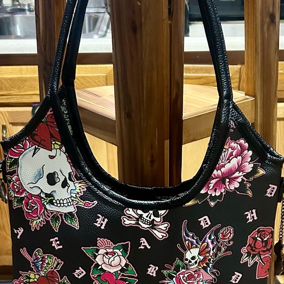 Ed Hardy Black and Pink Shoulder Bag - Picture 3 of 12